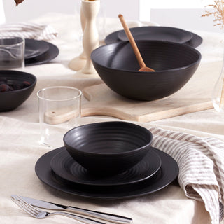 Oneida Ridge Black 12-Piece Dinnerware Set, stoneware (view 3)