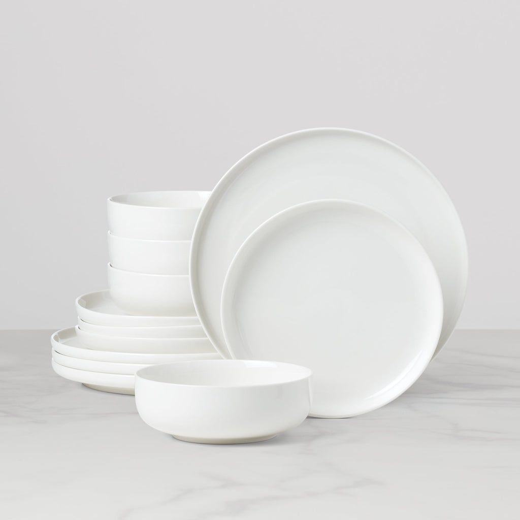 Oneida 24 Seven White 12-Piece Dinnerware Set, porcelain