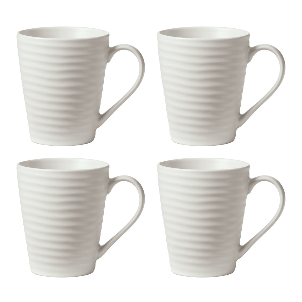 Oneida Ridge White Mugs, Set of 4, stoneware