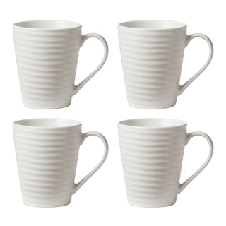 Oneida Ridge White Mugs, Set of 4, stoneware