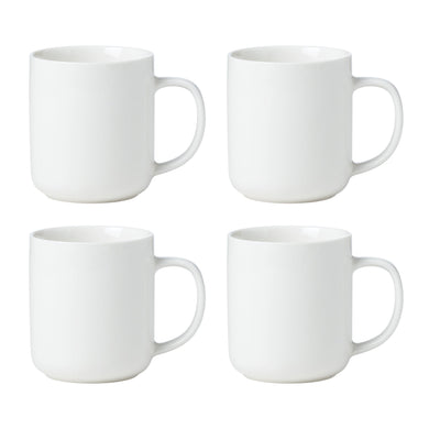 Oneida 24 Seven White Mugs, Set of 4, porcelain