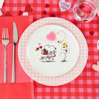 Lenox Gingham Pink Dinner Plates, Set of 4, porcelain (view 5)