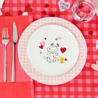 Lenox Gingham Pink Dinner Plates, Set of 4, porcelain (view 6)