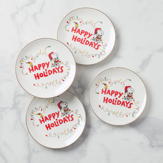 Lenox Snoopy Christmas Accent Plates, Set of 4, porcelain