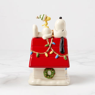 Lenox Snoopy Christmas Covered Candy Dish, porcelain (view 2)
