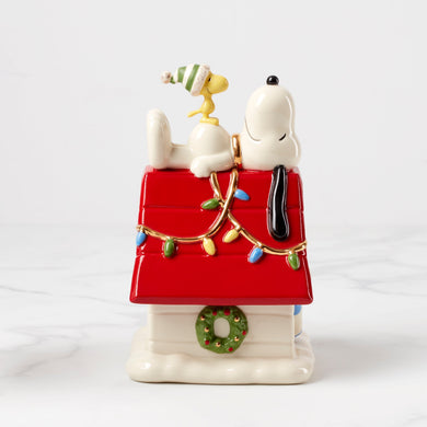 Lenox Snoopy Christmas Covered Candy Dish, porcelain (view 2)