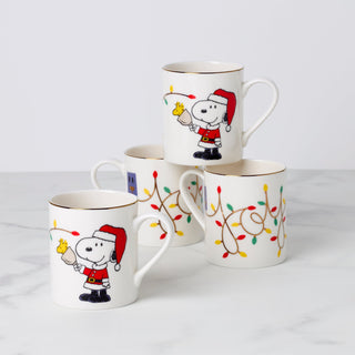 Lenox Snoopy Christmas Mugs, Set of 4, porcelain (view 2)