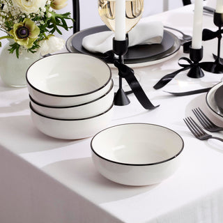 Oneida 24 Seven Black Rim 12-Piece Dinnerware Set, porcelain (view 2)