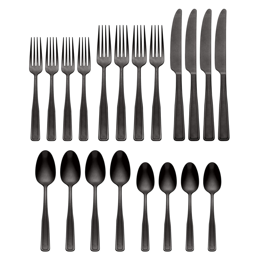 Oneida Reid Black Vintage 20-Piece Flatware Set, 18/0 stainless steel (view 2)