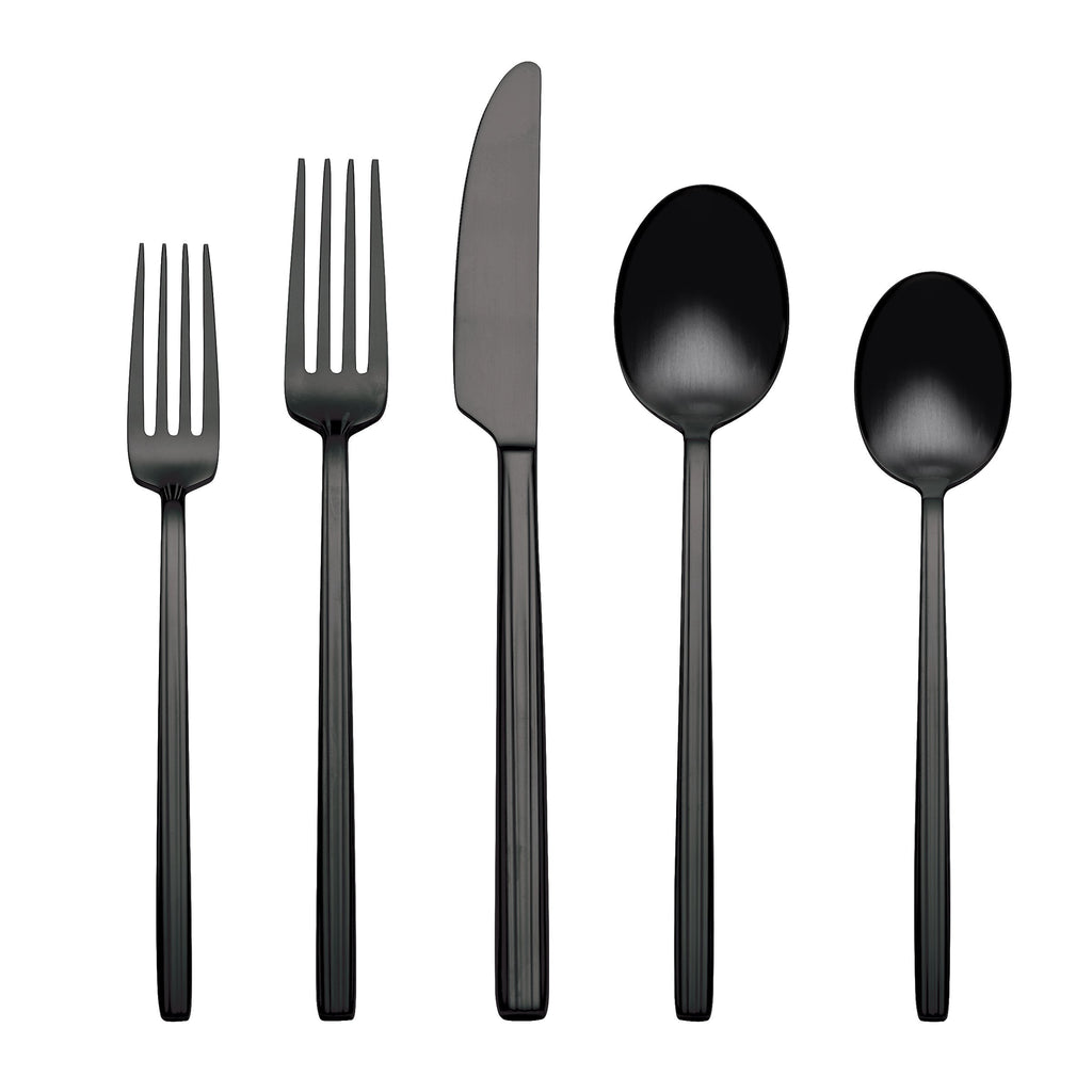 Oneida Dean Black Satin 20-Piece Flatware Set, 18/0 stainless steel