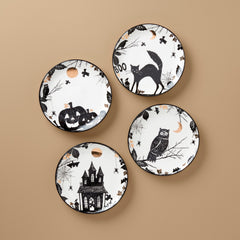 Lenox Haunted Halloween Accent Plates, Set of 4, porcelain