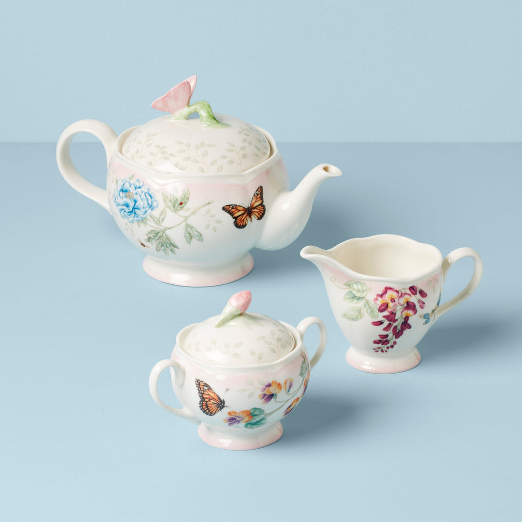 Lenox Butterfly Meadow Pink Ombre 5-Piece Tea Set, porcelain