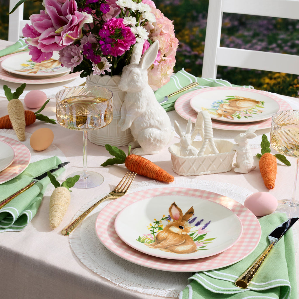 Lenox Gingham Pink Dinner Plates, Set of 4, porcelain (view 2)
