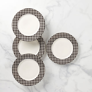 Lenox Gingham Black Dinner Plates, Set of 4, porcelain