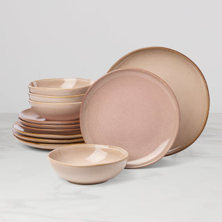 Oneida Organic Shades Clay 12-Piece Dinnerware Set, stoneware