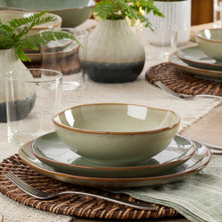 Oneida Organic Shades Sage Green 12-Piece Dinnerware Set, stoneware (view 5)