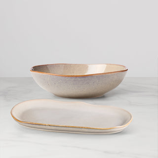 Oneida Organic Shades Oatmeal 2-Piece Serving Set, stoneware