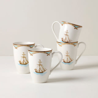 Lenox British Colonial Tradewind Mugs, Set of 4, porcelain