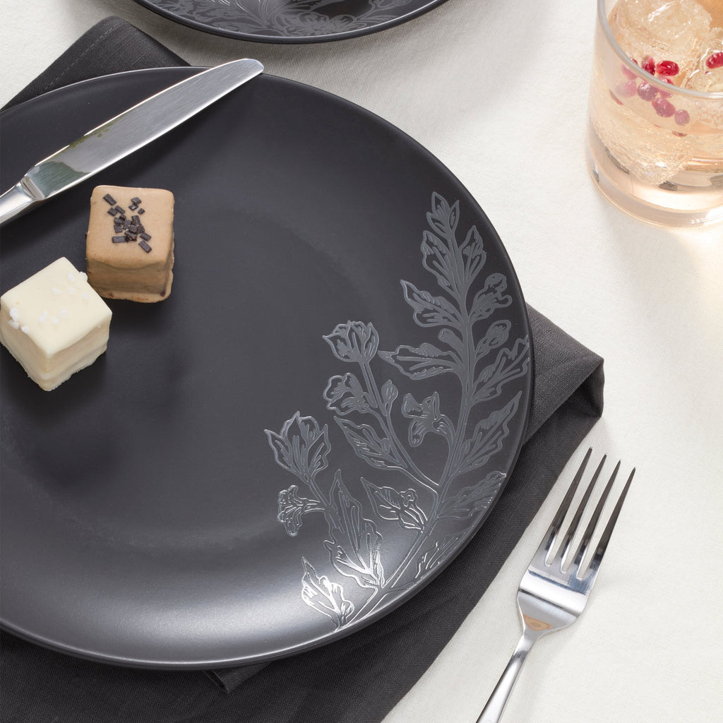 Oneida Roseto Charcoal 12-Piece Dinnerware Set, stoneware (view 4)