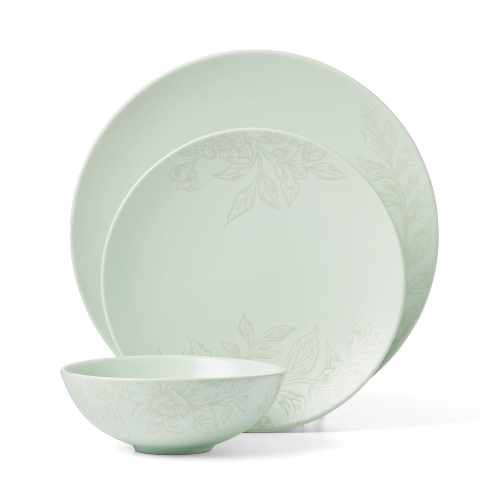 Oneida Roseto Soft Sage 12-Piece Dinnerware Set, stoneware (view 2)