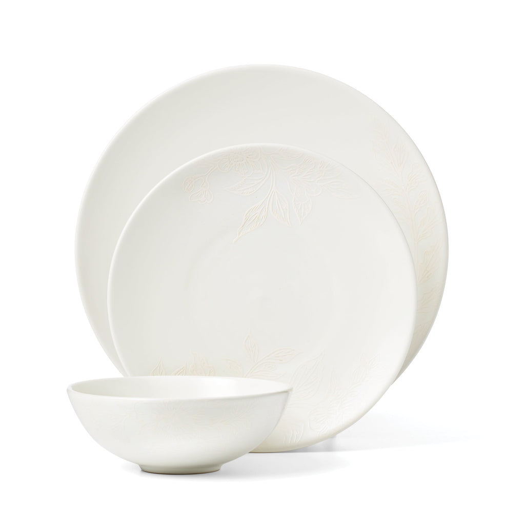 Oneida Roseto White 12-Piece Dinnerware Set, stoneware (view 2)
