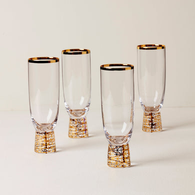 Lenox Tuscany Classics Gold Frost Flute Glasses, Set of 4, glass