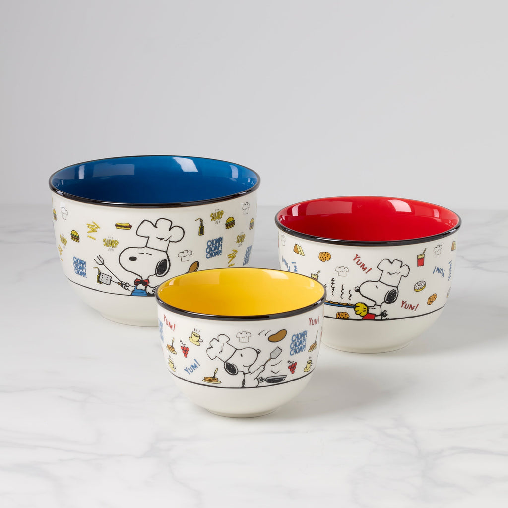 Lenox Chef Snoopy 3-Piece Bowl Set, porcelain