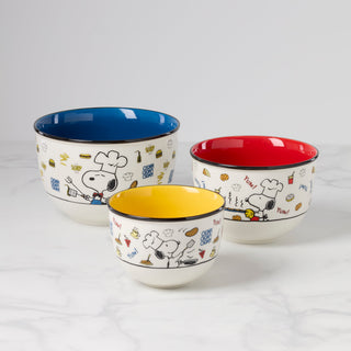 Lenox Chef Snoopy 3-Piece Bowl Set, porcelain