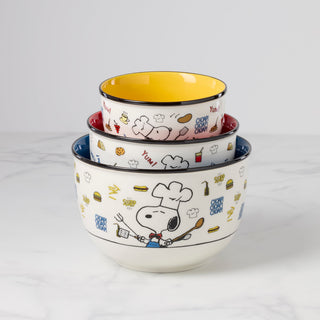 Lenox Chef Snoopy 3-Piece Bowl Set, porcelain (view 2)