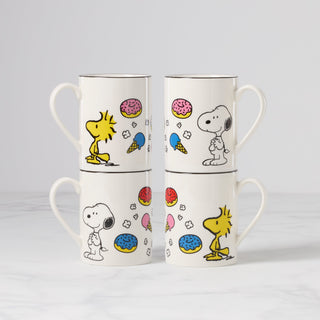 Lenox Chef Snoopy Mugs, Set of 4, porcelain