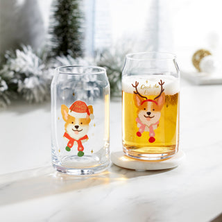 Cambridge Holiday Corgi Can Cooler Glasses - Set of 2, glass (view 2)