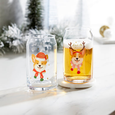 Cambridge Holiday Corgi Can Cooler Glasses - Set of 2, glass (view 2)