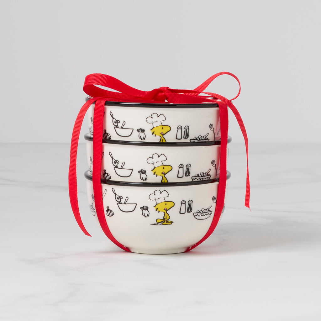 Lenox Chef Snoopy Mini Bowls, Set of 3, porcelain