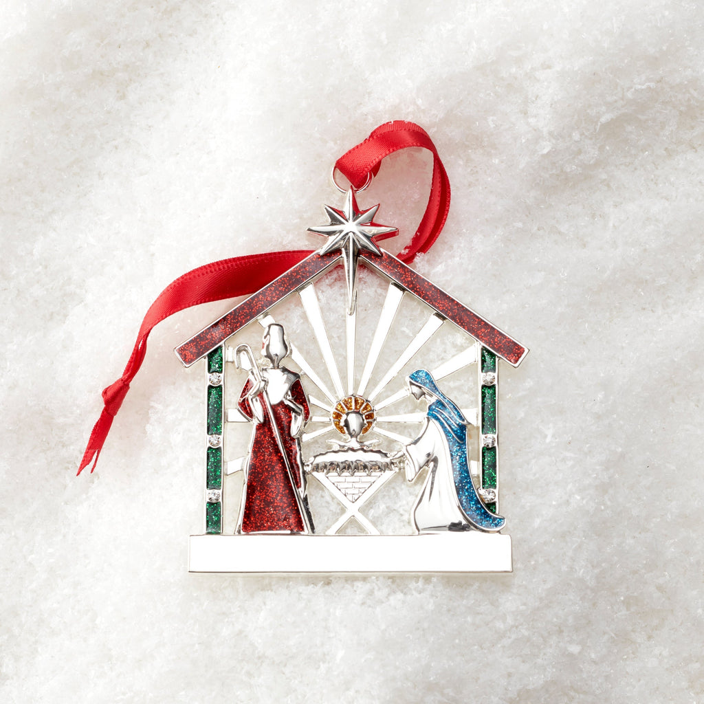 Lenox Nativity Charm Silverplate Ornament, silverplate/stainless steel (view 2)