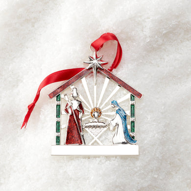 Lenox Nativity Charm Silverplate Ornament, silverplate/stainless steel (view 2)