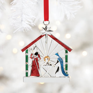 Lenox Nativity Charm Silverplate Ornament, silverplate/stainless steel (view 4)