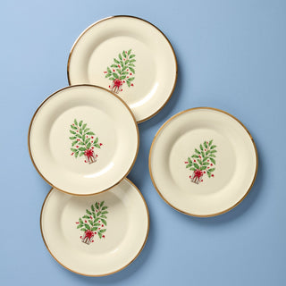 Lenox Holiday Tree Accent Plates, Set of 4, porcelain