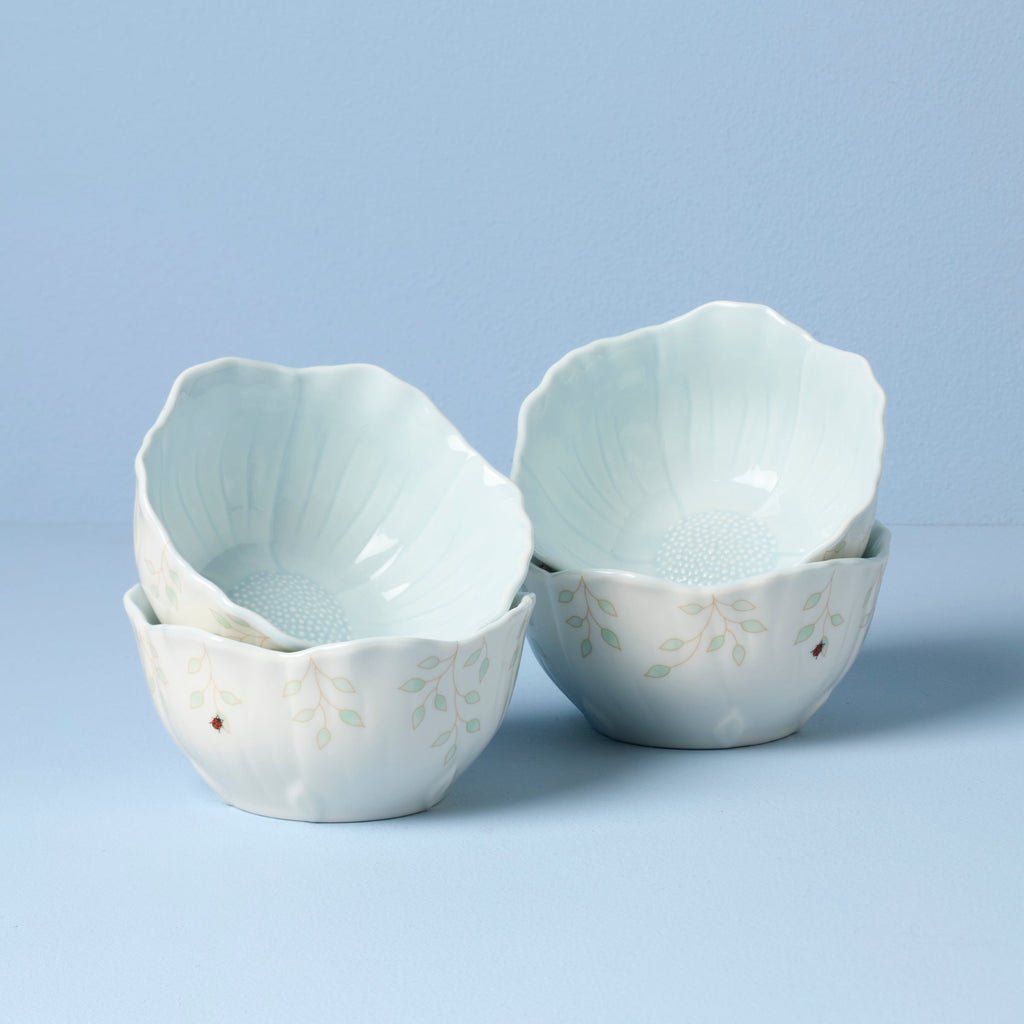 Lenox Butterfly Meadow Floral Blue Dessert Bowls, Set of 4, porcelain