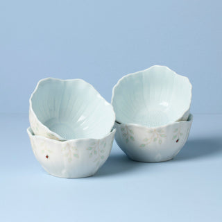 Lenox Butterfly Meadow Floral Blue Dessert Bowls, Set of 4, porcelain