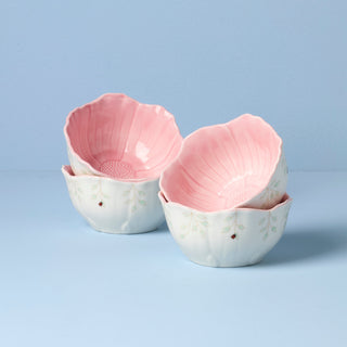 Lenox Butterfly Meadow Floral Pink Dessert Bowls, Set of 4, porcelain