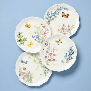 Lenox Butterfly Meadow Herbs Dinner Plates, Set of 4, porcelain