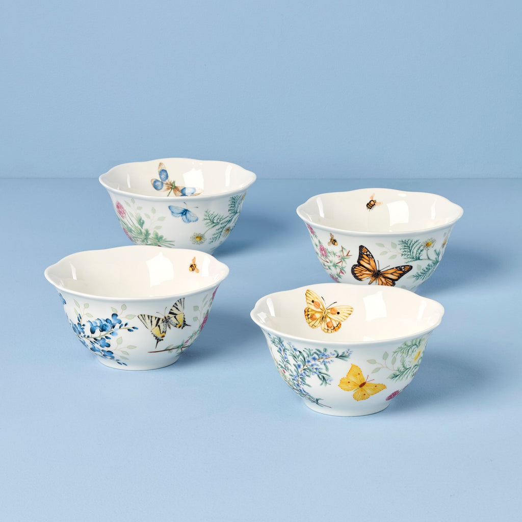 Lenox Butterfly Meadow Herbs Rice Bowls, Set of 4, porcelain