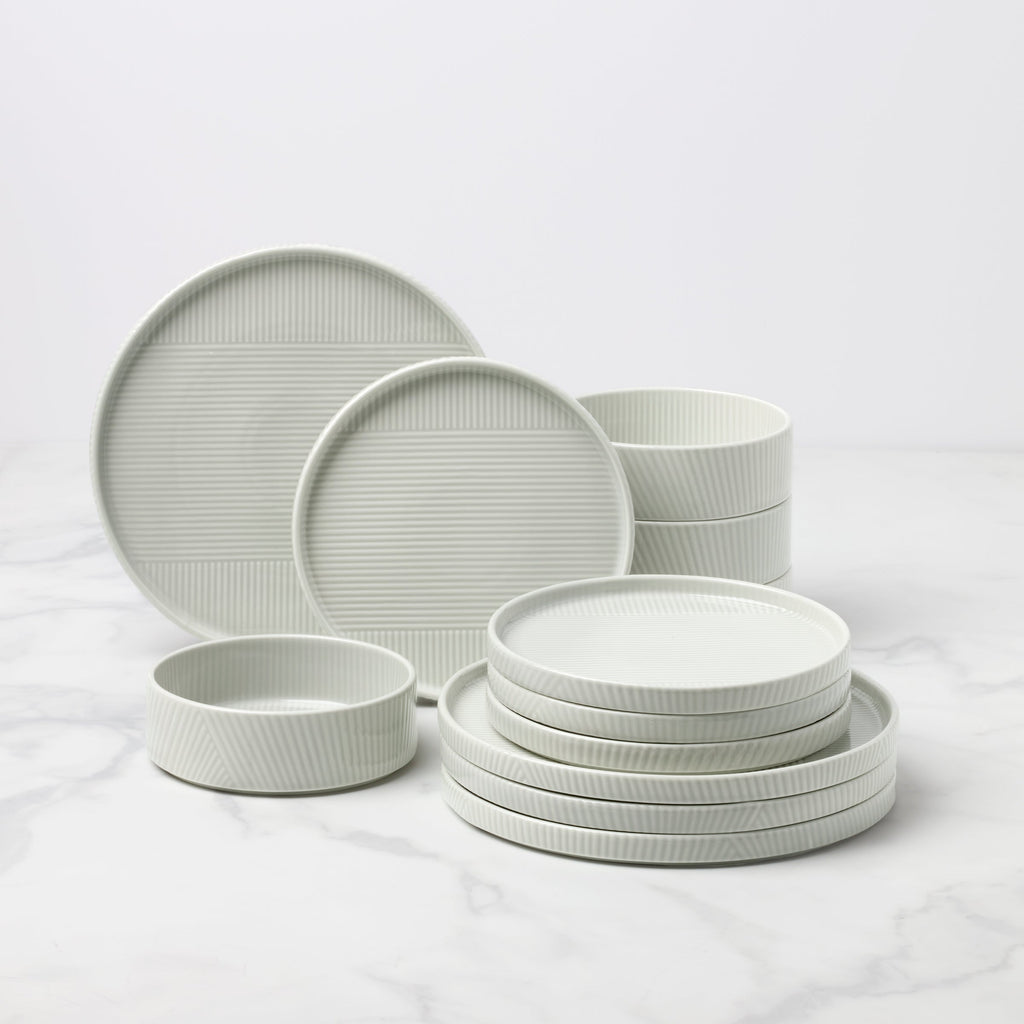 Lenox Modulus Vapor 12-Piece Dinnerware Set, porcelain