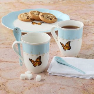 Lenox Butterfly Meadow Blue Mugs with Spoons, Set of 2, porcelain (view 5)