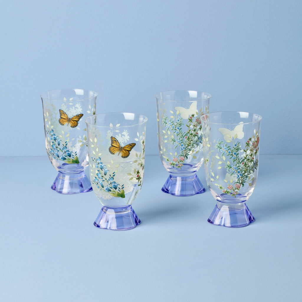 Lenox Butterfly Meadow Herbs Tall Tumblers, Set of 4, glass