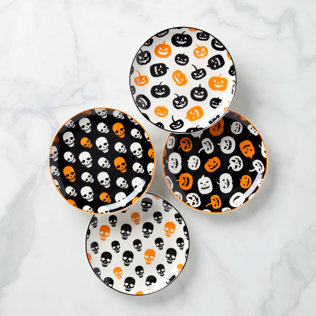 Oneida Vintro Halloween Accent Plates, Set of 4, porcelain