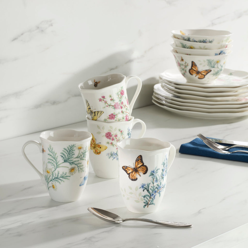 Lenox Butterfly Meadow Herbs Mugs, Set of 4, porcelain (view 3)