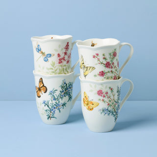 Lenox Butterfly Meadow Herbs Mugs, Set of 4, porcelain