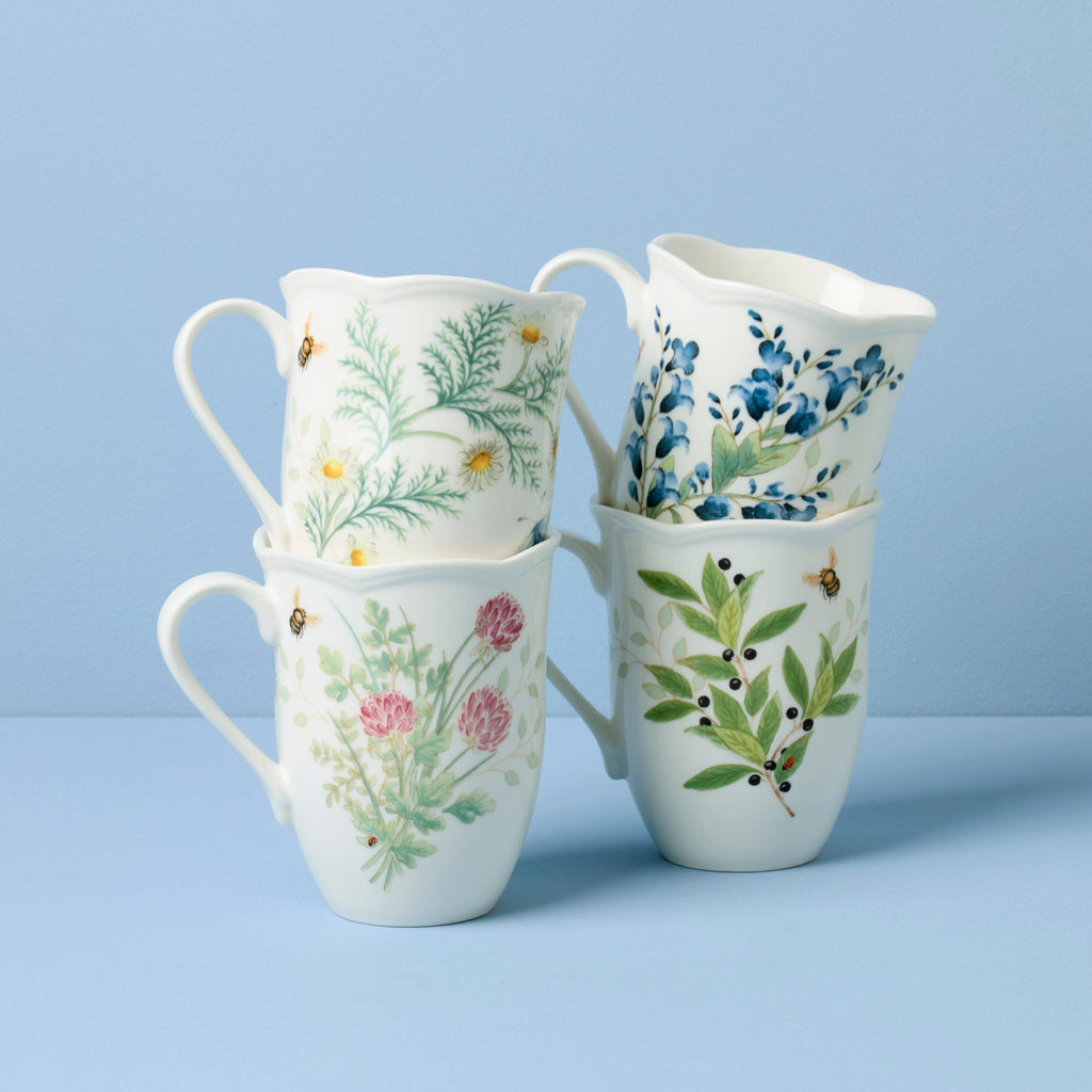 Lenox Butterfly Meadow Herbs Mugs, Set of 4, porcelain (view 2)