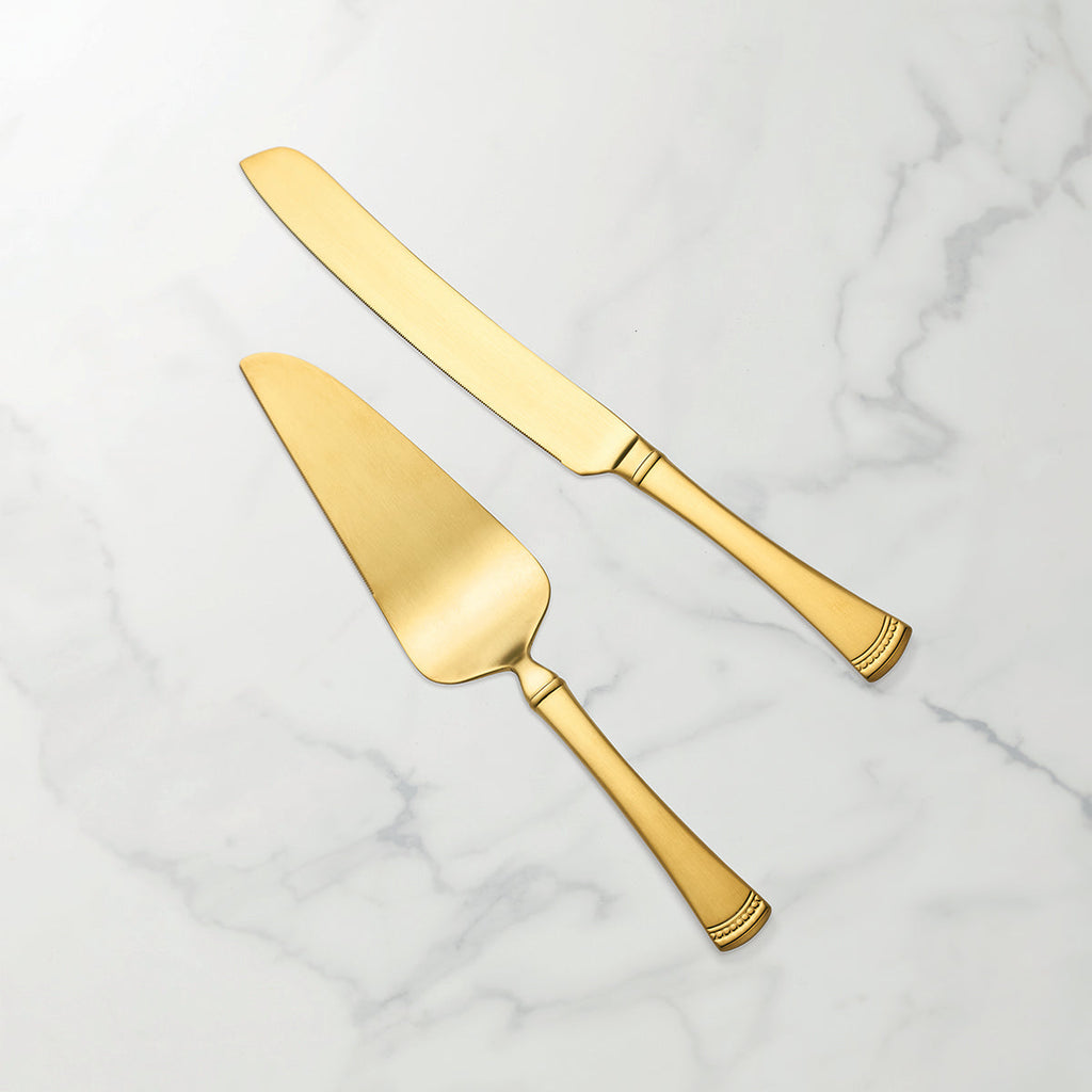 Lenox Portola Gold Satin 2-Piece Dessert Set, 18/10 stainless steel